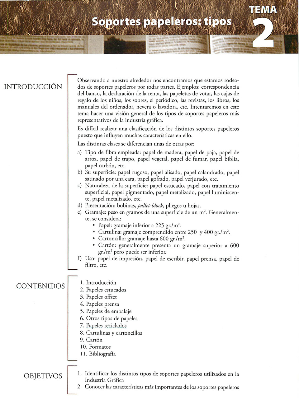 Materiales de producción en artes gráficas, capítulo 2, 