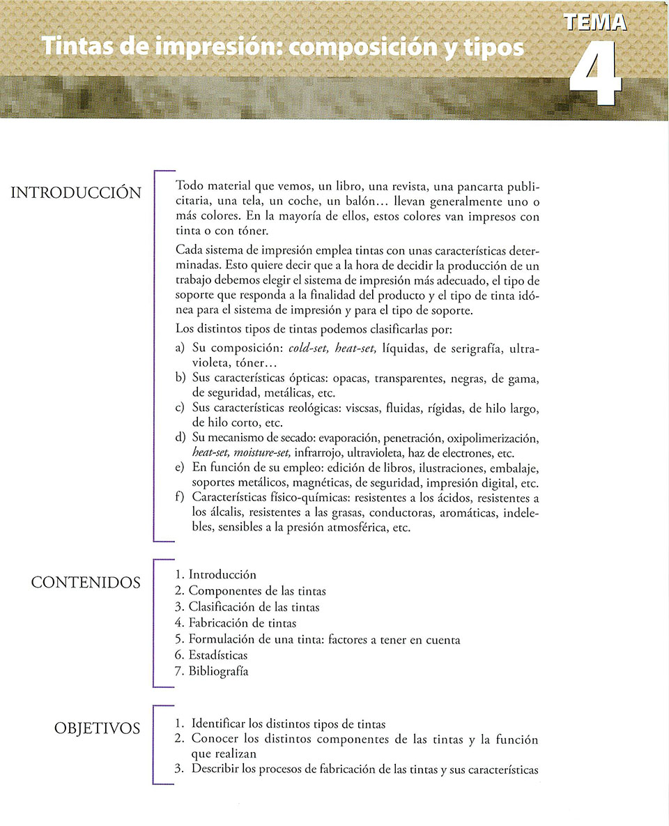 Materiales de producción en artes gráficas, capítulo 4