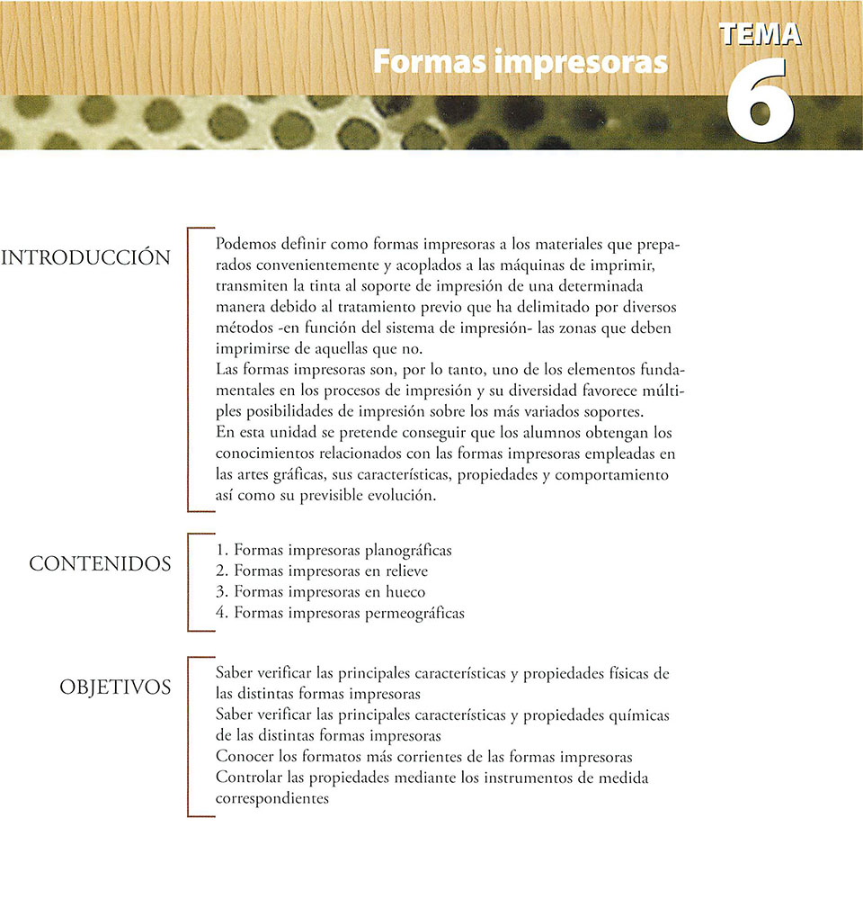 Materiales de producción en artes gráficas, capítulo 6