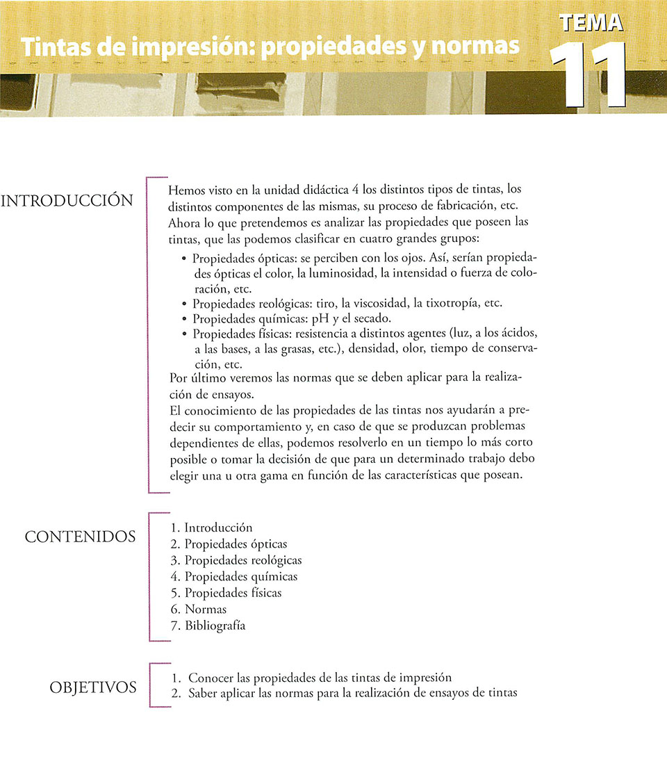 Materiales de producción en artes gráficas, capítulo 11