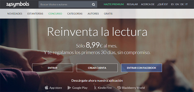 24symbols, libro electrónico, lectura por subcripción
