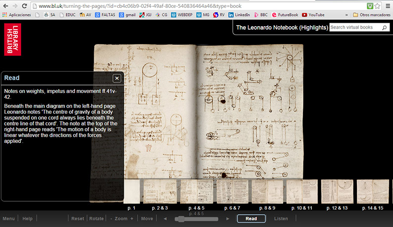 turning the pages, british library, libro electrónico, leonardo notebook