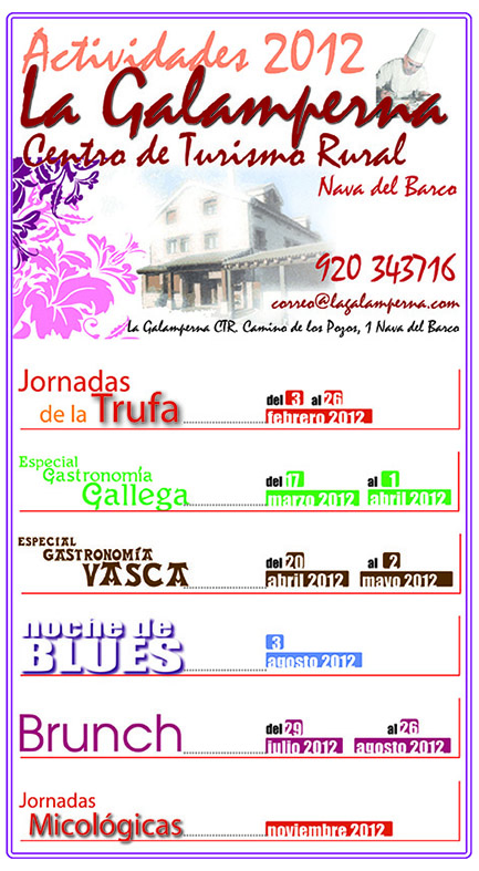 actividades la galamperna 2012, centro de turismo rural, nava del barco, gredos, ávila, julián jiménez, propuesta de marca, la galamperna, centro de turismo rural, nava del barco, gredos, julián jiménez, diseño jesús garcía jiménez