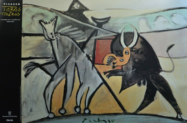 Picasso-Pablo-cartel-original-exposición-Toros-y-Toreros-en-el-Museu-Picasso-Barcelona-en-1.993